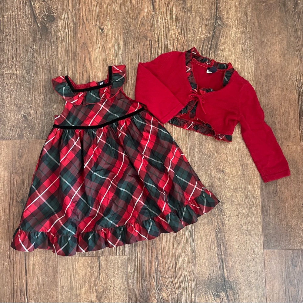 Gap Christmas Holiday dress with matching cardigan size 2 years